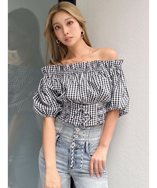 GYDA(ジェイダ)の「2WAYギャザーオフショルコルセットブラウス(シャツ/ブラウス・レディース・オフホワイト/ベージュ/ミックス・F)」の6枚目の写真