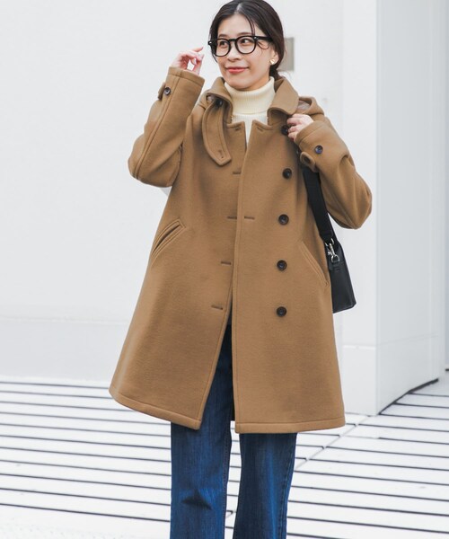 URBAN RESEARCH DOORS(アーバンリサーチドアーズ)の「ショールカラー2WAYロングコート(テーラードジャケット・レディース・CAMEL/NAVY・S/M)」の2枚目の写真