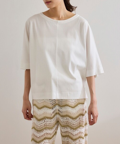 ROPE'(ロペ)の「【洗える・ナノシア加工】スムース半袖 Aラインカットソー(Tシャツ/カットソー・レディース・ブラック/グレー/オフホワイト・F)」の20枚目の写真
