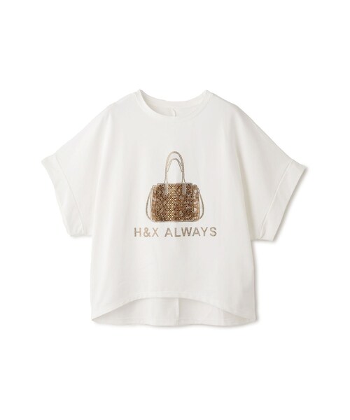 Jayro(ジャイロ)の「スパンコール刺繍バッグモチーフT(Tシャツ/カットソー・レディース・ブラック/ホワイト系/ベージュ・F)」の4枚目の写真