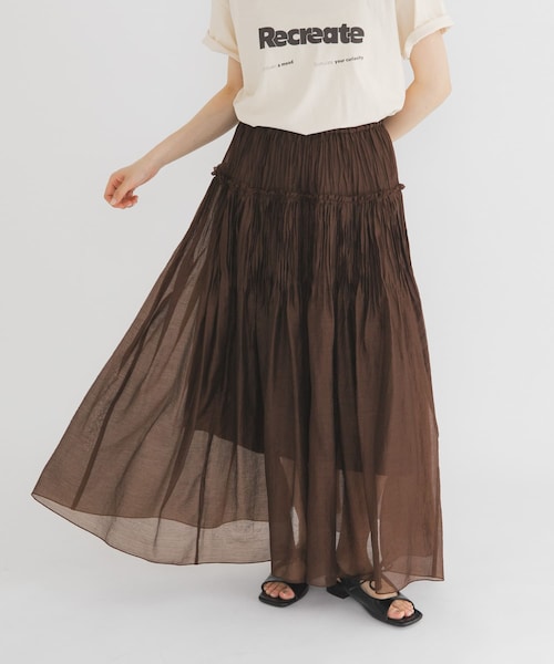 KBF（ケイビーエフ）の「タックプリーツフレアスカート（スカート・レディース・OFF/BLACK/BROWN・One）」の3枚目の写真