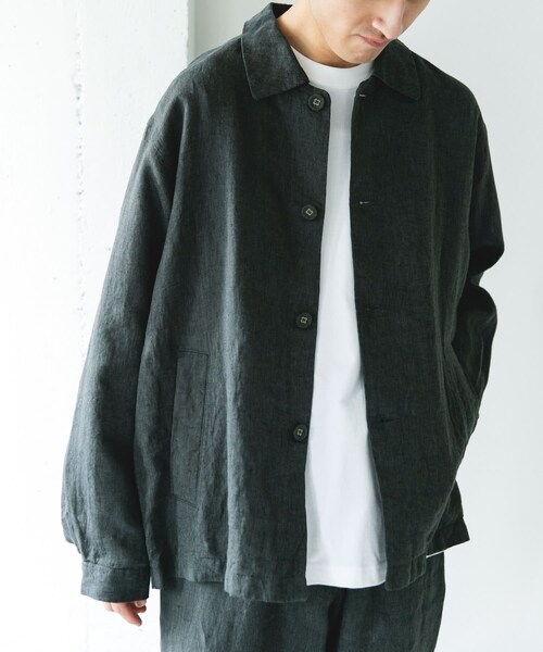 URBAN RESEARCH DOORS(アーバンリサーチドアーズ)の「シルケットリネン シャツジャケット(テーラードジャケット・メンズ・ECRU/BROWN/INK BLACK・M/L)」の16枚目の写真