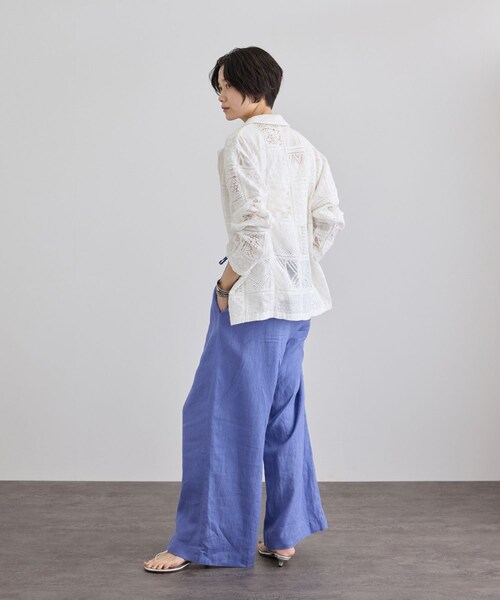 ADAM ET ROPE'(アダムエロペ)の「【WEB限定】刺繍レースパッチワークシャツジャケット/ セットアップ対応(テーラードジャケット・レディース・ブラック/ホワイト・F)」の9枚目の写真