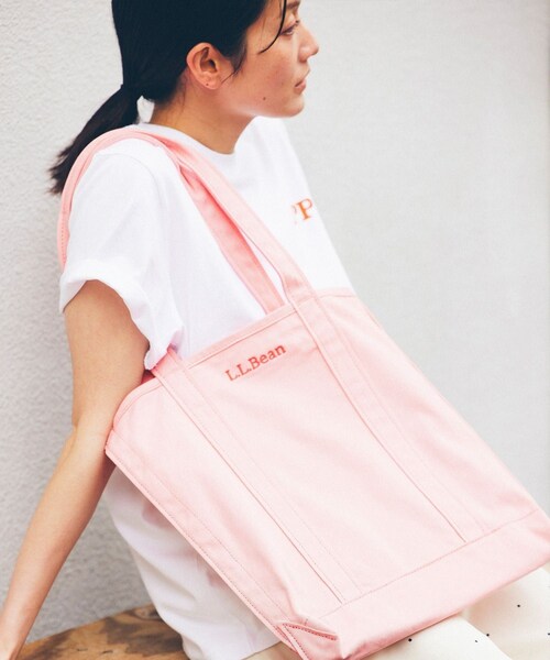 bonjour records（ボンジュールレコーズ）の「L.L.Bean/エル・エル・ビーン record tote bag for bonjor records exclusive "Pale Pink"（トートバッグ・レディース・ピンク・F）」の13枚目の写真