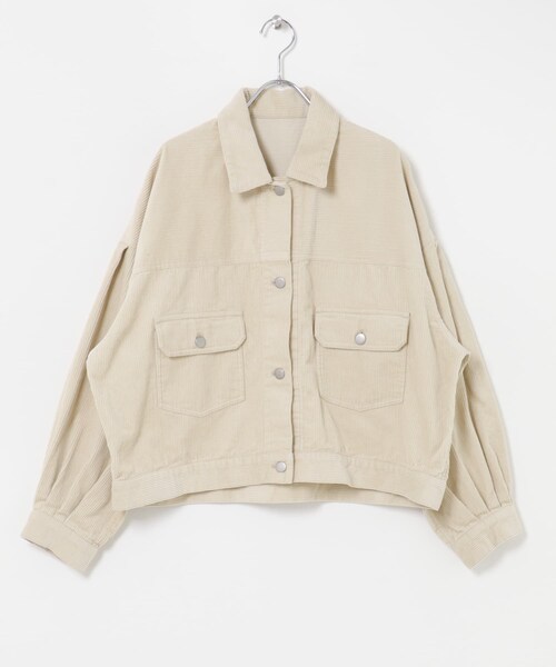 ITEMS URBANRESEARCH（アイテムズ アーバンリサーチ）の「コーデュロイジャケット（カバーオール・レディース・ECRU/CHA/CHERRY・Free）」の12枚目の写真