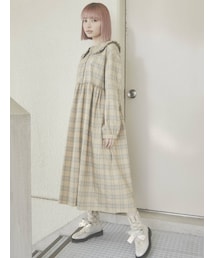 merry jenny | bear刺繍チェックワンピース(ワンピース)