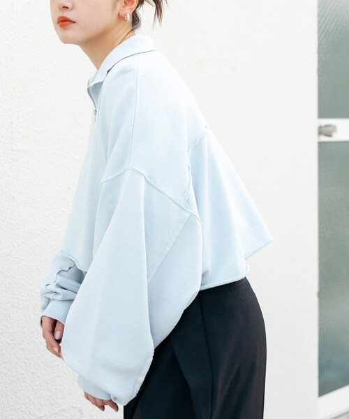 KBF（ケイビーエフ）の「ハーフZIPリメイクスウェット（スウェット・レディース・IVORY/L.BLUE/BROWN・one）」の21枚目の写真