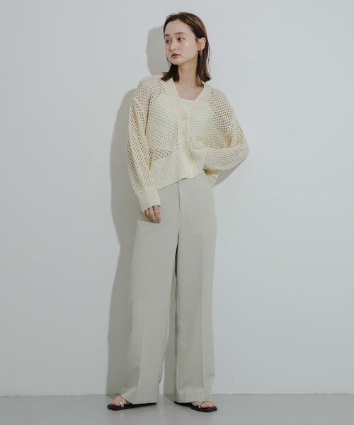 SENSE OF PLACE by URBAN RESEARCH（センスオブプレイスバイアーバンリサーチ）の「スパンコールメッシュカーディガン（カーディガン/ボレロ・レディース・CHARCOAL/IVORY/YELLOW・one）」の19枚目の写真