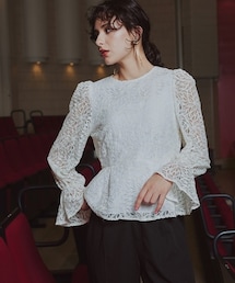 Callarus | 【入学式・卒業式・フォーマル】＜単品＞総レースペプラムデザインブラウス＜大きいサイズ有＞〔Callarus〕(シャツ/ブラウス)