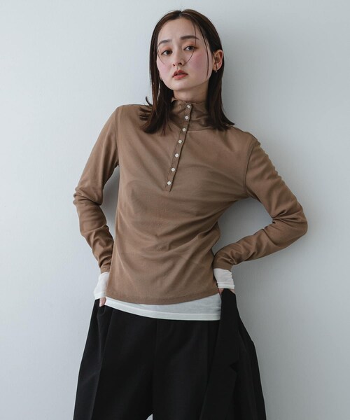 SENSE OF PLACE by URBAN RESEARCH（センスオブプレイスバイアーバンリサーチ）の「シアーレイヤードカットポロシャツ（その他トップス・レディース・BLK×GRY/NVY×IVO/BEG×IVO・One）」の12枚目の写真