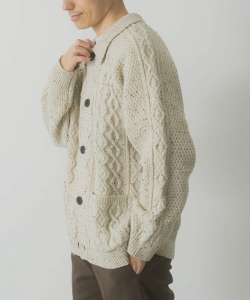 ITEMS URBANRESEARCH（アイテムズ アーバンリサーチ）の「ウール混 フィッシャーマンカーディガン（カーディガン/ボレロ・メンズ・WHT/NVY/BLK・M/L）」の15枚目の写真