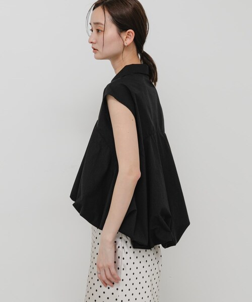 SENSE OF PLACE by URBAN RESEARCH(センスオブプレイスバイアーバンリサーチ)の「『イージーケア』フレンチスリーブバルーンシャツ(シャツ/ブラウス・レディース・BLACK/IVORY/BLU×WHT・One)」の15枚目の写真