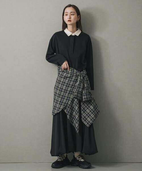 SENSE OF PLACE by URBAN RESEARCH(センスオブプレイスバイアーバンリサーチ)の「ポロシャツルーズカットトップ(ポロシャツ・レディース・BLACK/OATMEAL・one)」の7枚目の写真