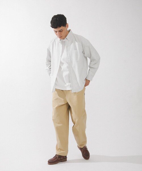 URBAN RESEARCH Sonny Label（アーバンリサーチサニーレーベル）の「抗菌オックスボタンダウンオーバーシャツ（シャツ/ブラウス・メンズ・オフ/サックス/オフストライプ・M/L/XL）」の9枚目の写真