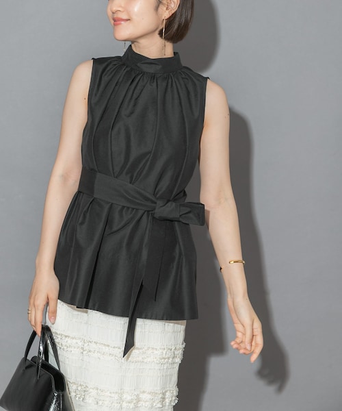 URBAN RESEARCH ROSSO（アーバンリサーチロッソ）の「ウエストマークハイネックシャツブラウス（シャツ/ブラウス・レディース・OFF WHITE/BLACK・Free）」の2枚目の写真