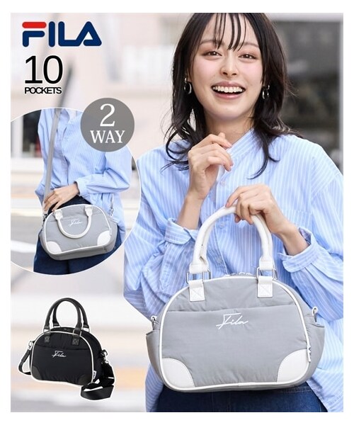 nissen（ニッセン）の「FILA　１１ポケット軽量２WAYボンディングミニボストンバッグ（ボストンバッグ・メンズ・黒/ミスティグレー・Y）」の2枚目の写真