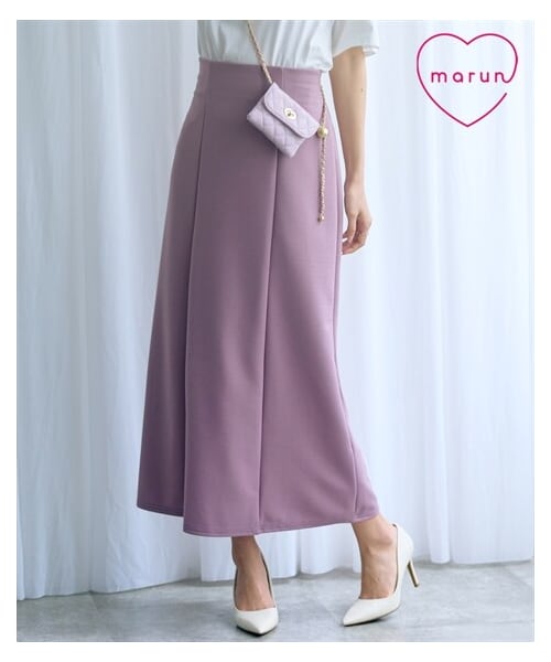 nissen（ニッセン）の「＜大きいサイズ＞カットツイルナロースカート marun（スカート・レディース・くすみパープル/黒・L/LL/3L/4L/5L/6L/8L/10L）」の2枚目の写真