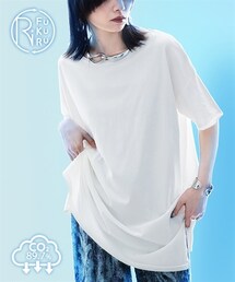 nissen | 綿100％ 日本製【接触冷感】さらりドライタッチゆるシルエット半袖チュニックTシャツ RiFUKURU BASIC(チュニック)