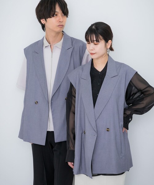 SENSE OF PLACE by URBAN RESEARCH(センスオブプレイスバイアーバンリサーチ)の「『ユニセックス』『セットアップ対応』 サイドスリットテーラードベスト(テーラードジャケット・メンズ・BLACK/GRAY/MINT・M/L)」の18枚目の写真