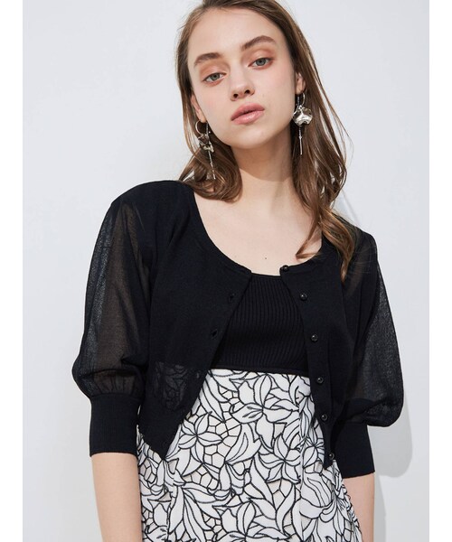 MERCURYDUO（マーキュリーデュオ）の「2WAYシアーコンパクトカーディガン（カーディガン/ボレロ・レディース・ブラウン/ブルー/オフホワイト/ブラック/ベージュ・F）」の18枚目の写真