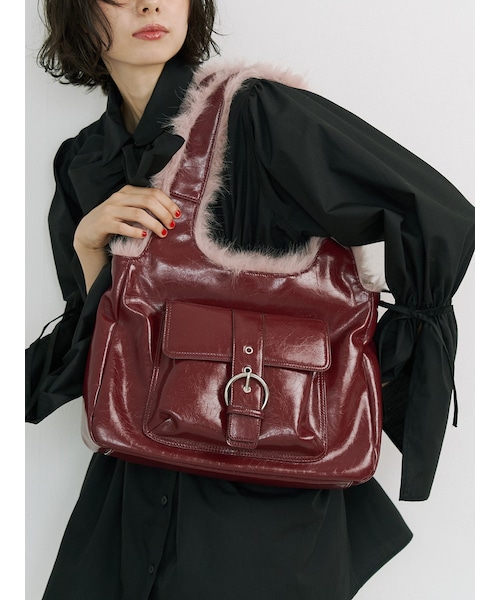 jouetie（ジュエティ）の「ドッキングファーベルトバッグ（ハンドバッグ・レディース・アイボリー/ブラック/ボルドー・F）」の9枚目の写真