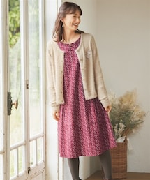 nissen | 大きいサイズ綿混起毛花柄ゆったりワンピース（OtonaSMILE）(ワンピース)