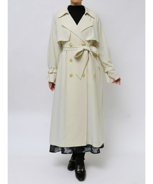 MERCURYDUO（マーキュリーデュオ）の「ベーシックトレンチコート（トレンチコート・レディース・アイボリー/グレー/ベビーピンク/ライム/ラベンダー・XS/S/M/L）」の22枚目の写真