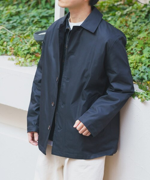 ITEMS URBANRESEARCH(アイテムズ アーバンリサーチ)の「防花粉×UVカット ステンカラーコート(楽着シリーズ)(テーラードジャケット・メンズ・BLK/BEG/KHK・M/L)」の12枚目の写真