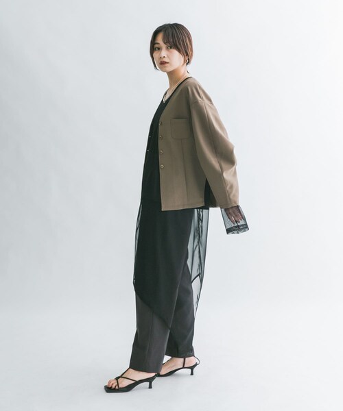 KBF（ケイビーエフ）の「ウエストシェイプジャケット（テーラードジャケット・レディース・FOG GREEN/BROWN・one）」の16枚目の写真