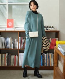 nissen | 大きいサイズもちもちやわらかボタンデザインロングワンピース(ワンピース)