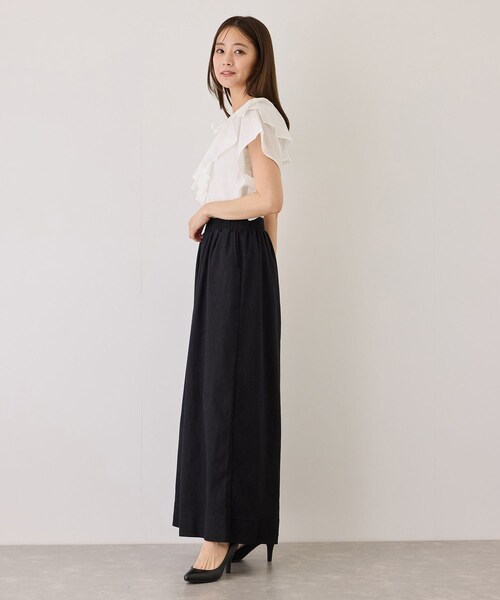 Jayro(ジャイロ)の「スラブデニムロングワイドパンツ(デニムパンツ・レディース・ブラック/チャコール/ネイビー/ブルー系・M)」の10枚目の写真