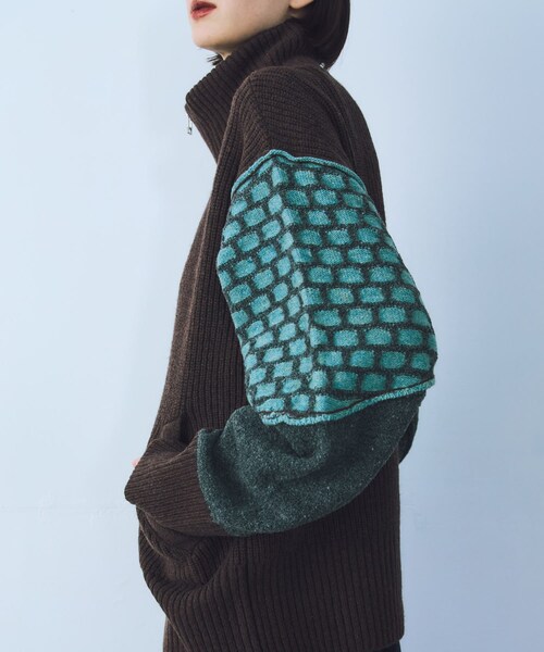 THE GOODLAND MARKET（ザグッドランドマーケット）の「cwtch　MIX PATTERND KNIT（ニット/セーター・レディース・GREY/BROWN・FREE）」の9枚目の写真