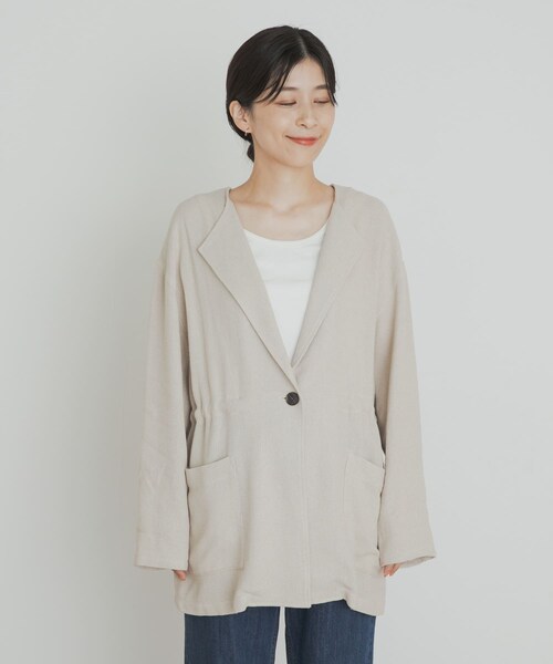 URBAN RESEARCH DOORS(アーバンリサーチドアーズ)の「ウエストドロストジャケット(テーラードジャケット・レディース・BLACK/BEIGE・M)」の22枚目の写真