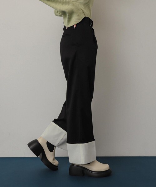 SENSE OF PLACE by URBAN RESEARCH（センスオブプレイスバイアーバンリサーチ）の「ワイドターンバックパンツ（その他パンツ・レディース・KHAKI/BLACK/BEIGE・S/M）」の5枚目の写真