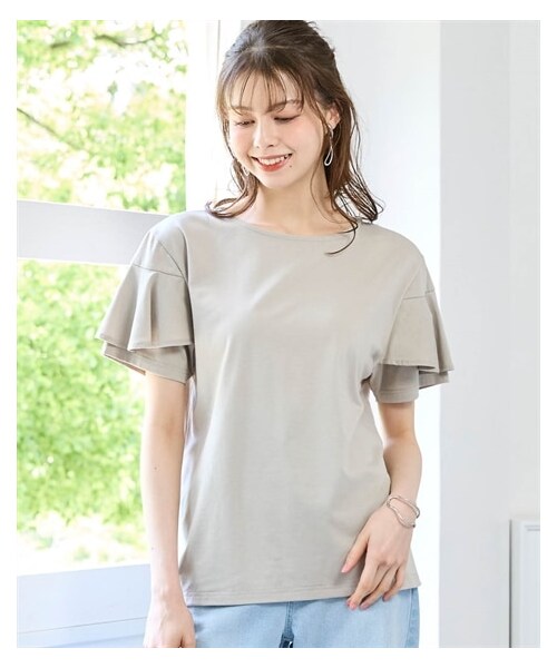 nissen（ニッセン）の「大きいサイズ 二重袖フレアスリーブプルオーバー（接触冷感・UVカット・吸汗速乾）（Tシャツ/カットソー・レディース・アイスグレー/黒/ブルーグレー・L/LL/3L/4L/5L/6L/8L/10L）」の13枚目の写真