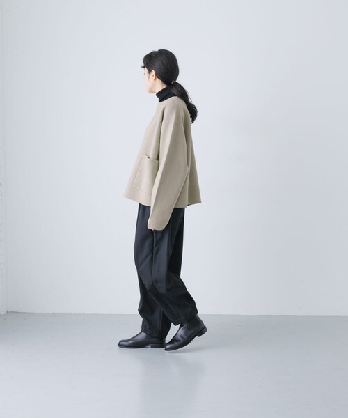 かぐれ（カグレ）の「圧縮ウールショートジャケット（ノーカラージャケット・レディース・GREGE/BLACK・Free）」の22枚目の写真