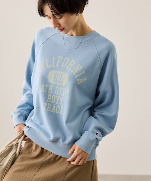 ROPE' PICNIC（ロペピクニック）の「【Champion/チャンピオン別注】アソートロゴスウェットプルオーバー/リンクコーデ（スウェット・レディース・キナリ系/ブラウン/サックス・F）」の5枚目の写真