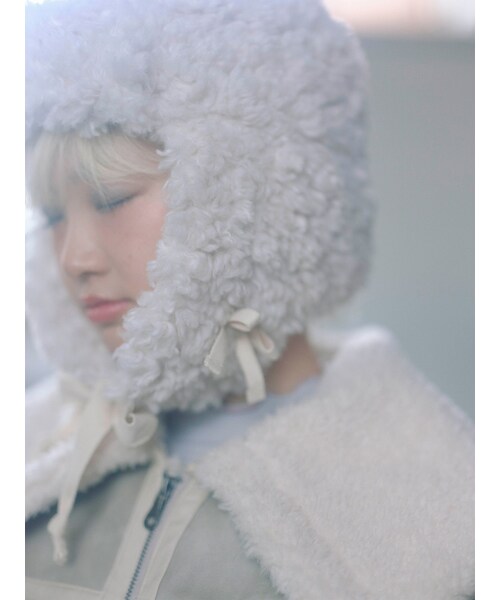 merry jenny（メリージェニー）の「レースドッキングボアハット（ハット・レディース・オフホワイト/グレー/ブラック/ベージュ・F）」の14枚目の写真