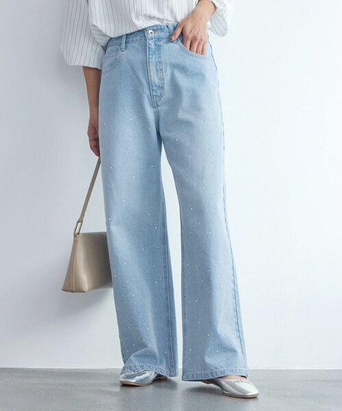 ROPE' PICNIC（ロペピクニック）の「パールキラキラビジューデニム（デニムパンツ・レディース・ネイビー/ブルー/ブラック系・L/M/S）」の21枚目の写真