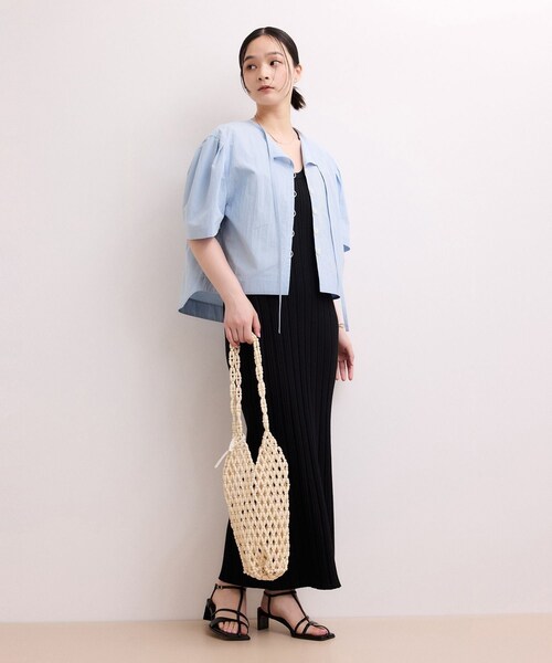 ADAM ET ROPE'（アダムエロペ）の「【WEB限定】タックスリーブブラウス（シャツ/ブラウス・レディース・ブラック/ホワイト/サックス・F）」の6枚目の写真