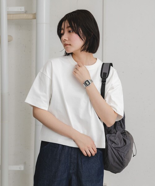 EKAL（エカル）の「『吸水速乾/UVカット』DRY OUT SHORT LENGTH T-SHIRTS（Tシャツ/カットソー・レディース・ダークプラム/ホワイト/アイボリー/ベージュ/チャコール/サルチャ/ブラウンカーキ・FREE）」の14枚目の写真