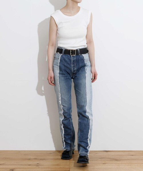 THE GOODLAND MARKET(ザグッドランドマーケット)の「『別注』MIDIUMISOLID×TGM Mix organic cotton tank-top(タンクトップ・レディース・Off/Black/Mocha・FREE)」の8枚目の写真