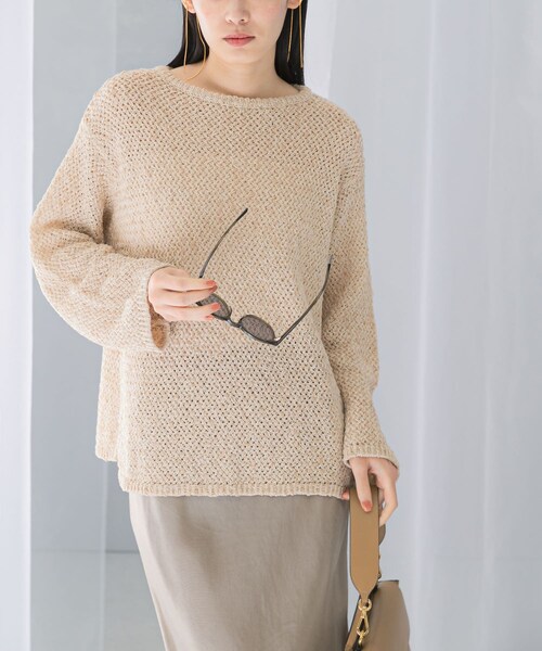 URBAN RESEARCH ROSSO（アーバンリサーチロッソ）の「透かし編みラメニット（ニット/セーター・レディース・beige/mt×turq・FREE）」の9枚目の写真