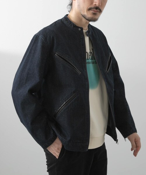 ITEMS URBANRESEARCH（アイテムズ アーバンリサーチ）の「Denim Single Riders Jacket（デニムジャケット・メンズ・O.WSH/BLK・M/L）」の19枚目の写真