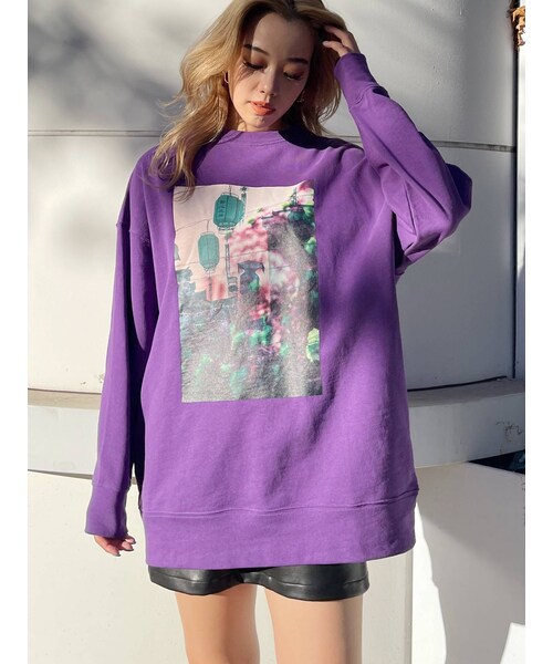 EVRIS（エヴリス）の「フォトプリントルーズスウェットトップス（スウェット・レディース・グリーン/ブラック/パープル・F）」の17枚目の写真