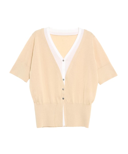 ELENDEEK(エレンディーク)の「COLOR LAYERED HALF SLEEVES KT(ニット/セーター・レディース・チャコールグレー/ピンク/ベージュ・F)」の7枚目の写真