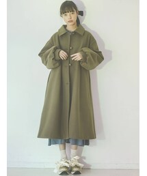 merry jenny | ギャザースリーブAラインコート(ステンカラーコート)