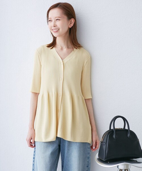 ROPE' PICNIC(ロペピクニック)の「5分袖ペプラムカーディガン(カーディガン/ボレロ・レディース・ブラック/キナリ/ブラウン/クリーム・38)」の22枚目の写真