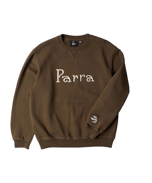 bonjour records(ボンジュールレコーズ)の「by Parra/バイ・パラ Weird trad logo crew neck sweatshirt(スウェット・レディース・ダークブラウン・L/M)」の1枚目の写真