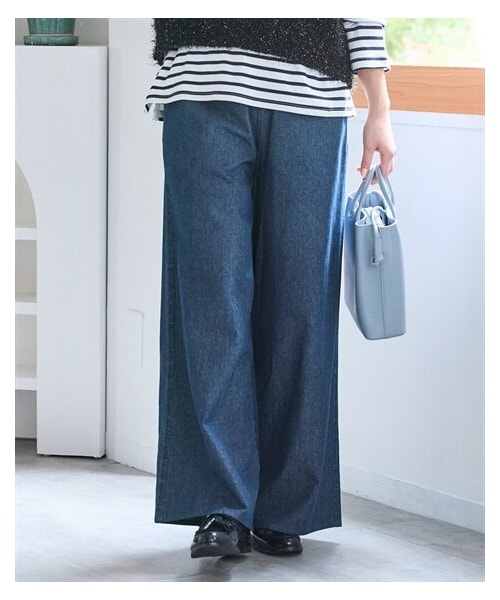 nissen（ニッセン）の「＜大きいサイズ＞綿100％楽ちんデニムガウチョパンツ（ゆったりヒップ）（パンツ・レディース・ユーズドブルー/インディゴブルー・L/LL/3L/4L/5L/6L/8L/10L）」の12枚目の写真